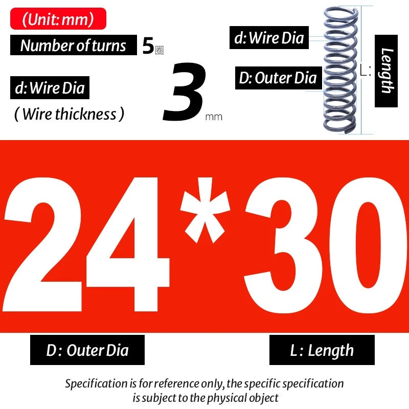 Compression Spring Pressure Big, Wire Dia 3.0mm Diameter 16-40mm Length 20-200mm
