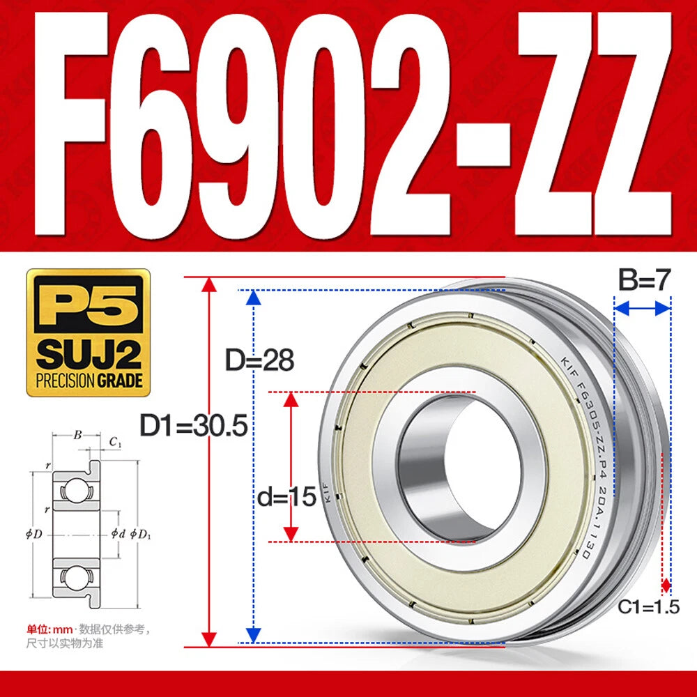 Mini Metal Shielded Flanged Ball Bearings - Model Complete Inner Diameter 2-50mm