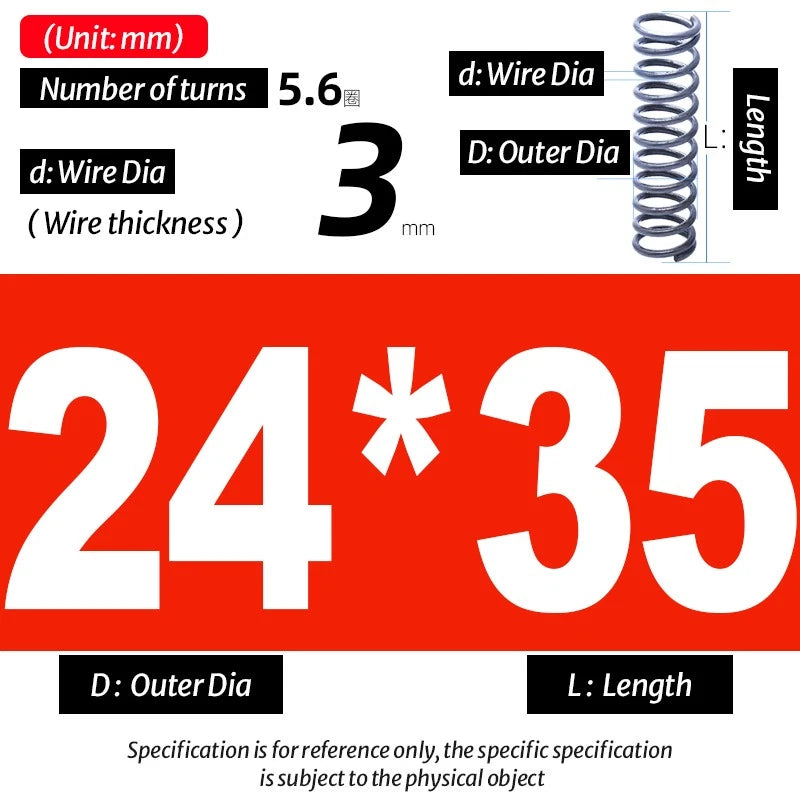 Compression Spring Pressure Big, Wire Dia 3.0mm Diameter 16-40mm Length 20-200mm