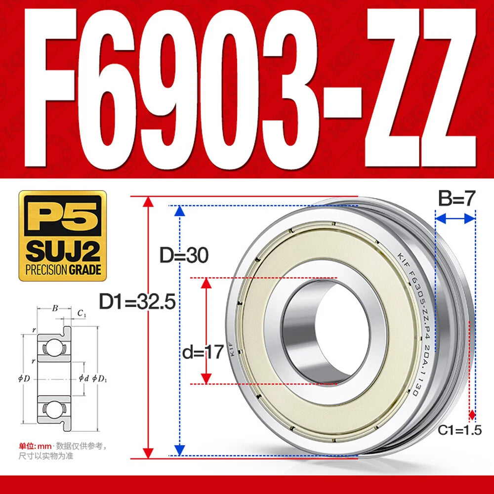 Mini Metal Shielded Flanged Ball Bearings - Model Complete Inner Diameter 2-50mm