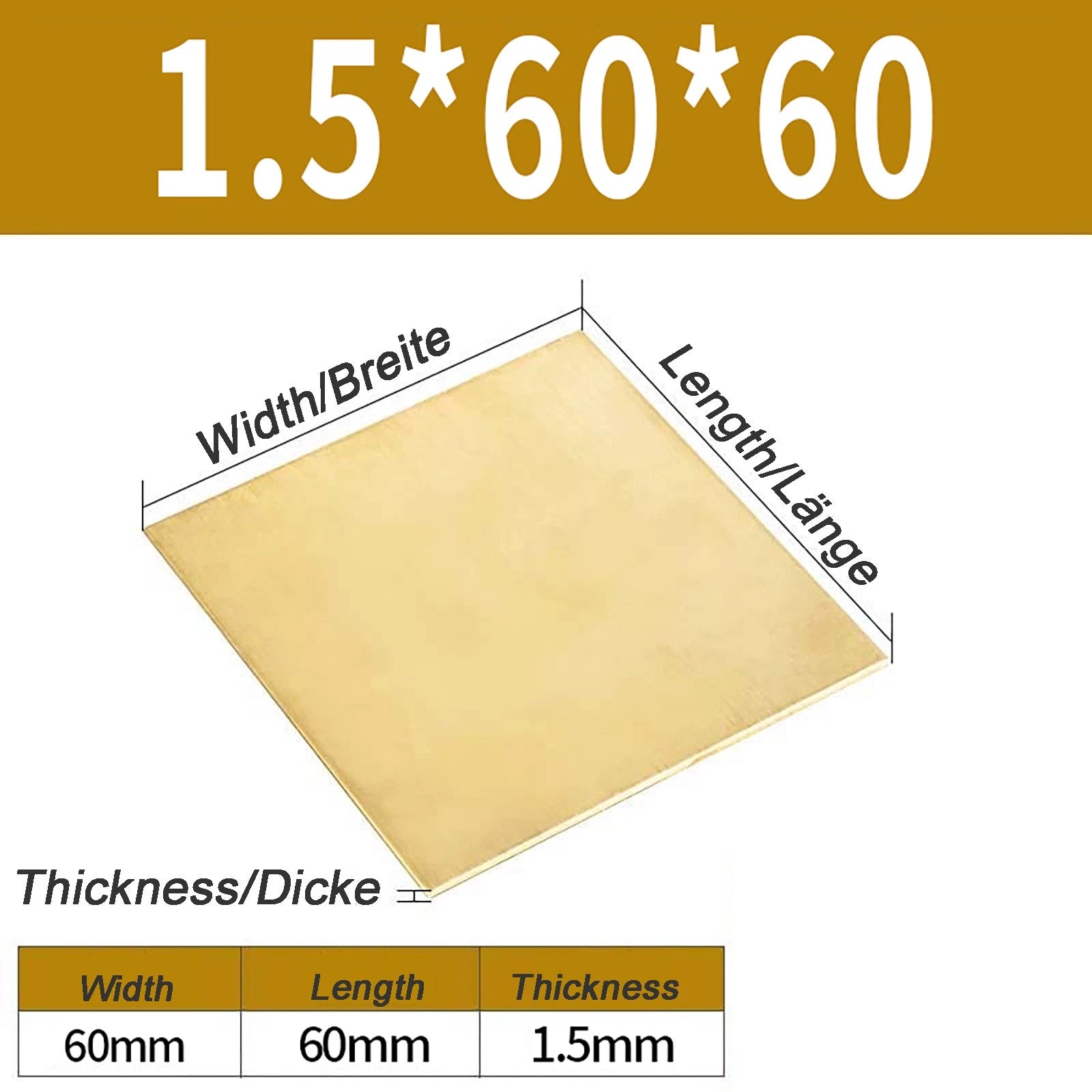 Natural Brass Sheet Metal guillotine cut - 0.3mm - 3.0mm - Multiple Sizes