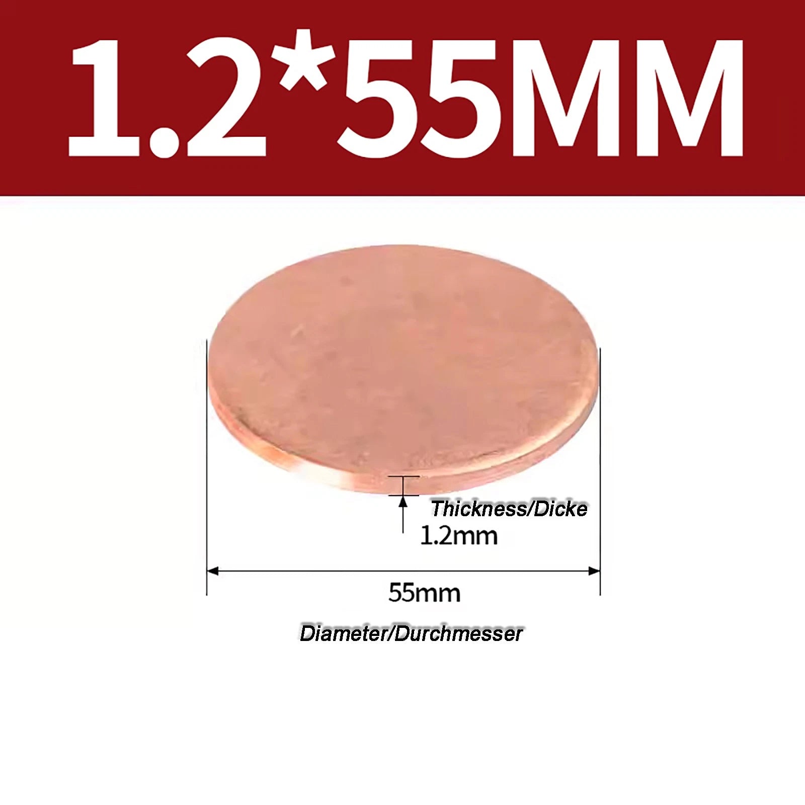Solid Pure Copper Discs Blanks Round Plate Metal Sheet Thick 0.3~6mm Ø10mm~150mm