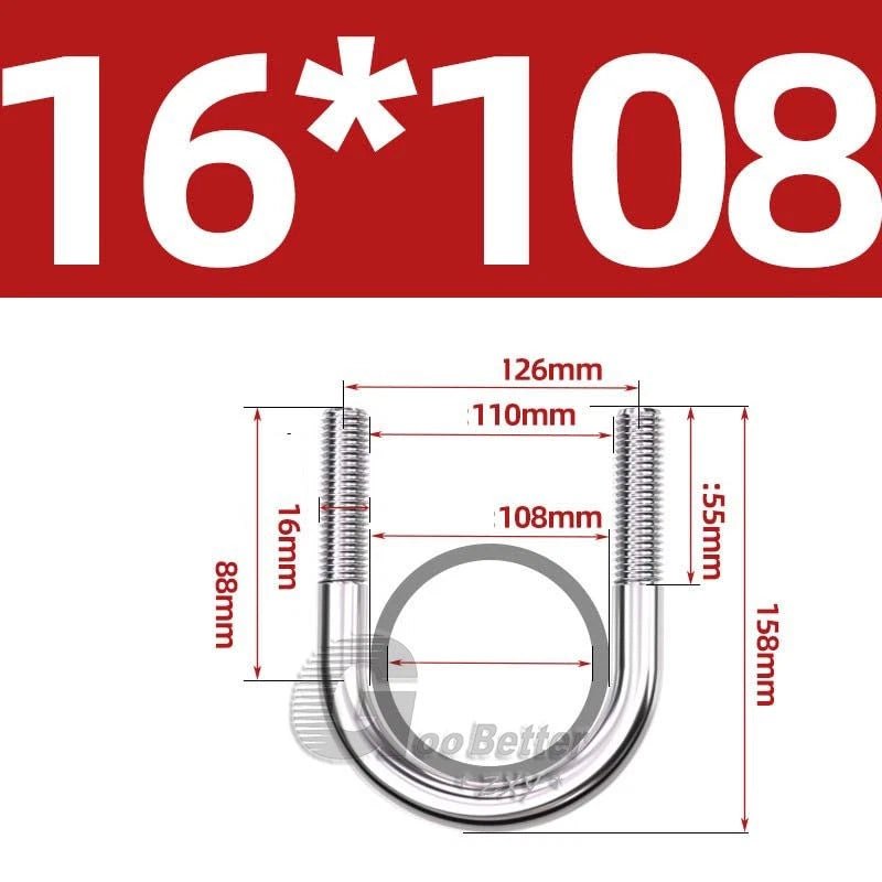 Square U - Bolts Stainless Steel — M6 to M24 | 304 A2 & 316 A4 Marine Grade - HomeDIYer