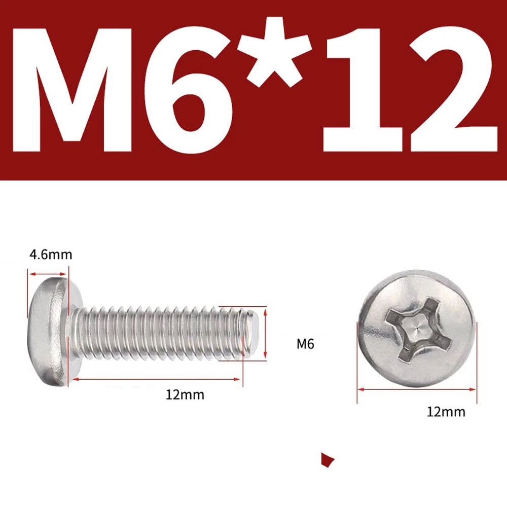 Phillips Pan Head Machine Screws — A4 Marine Grade Stainless Steel, DIN 7985 (M1.6–M10)