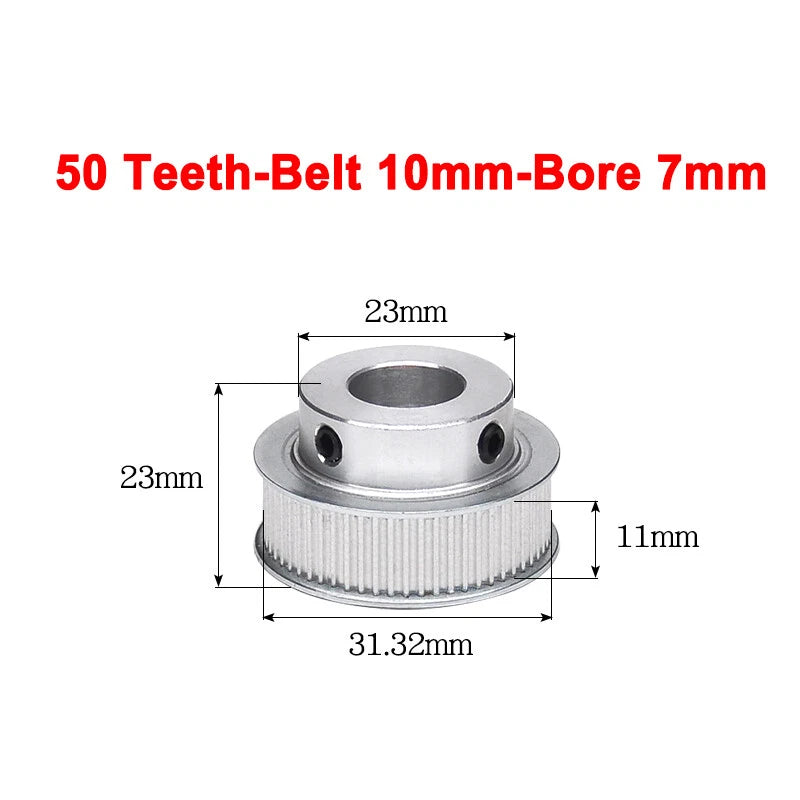 2GT Drive Pulley With Step 16 Tooth - 100 Tooth Bore 4mm - 25mm for 10mm Belt
