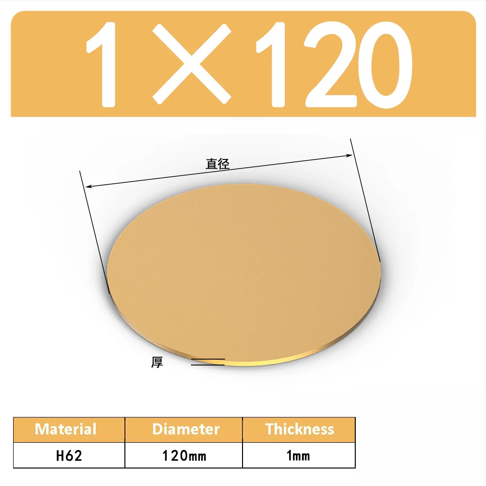 H62 Solids Brass Discs Blanks Metal Round Sheets OD 10mm-300mm Thick 0.3mm-4mm