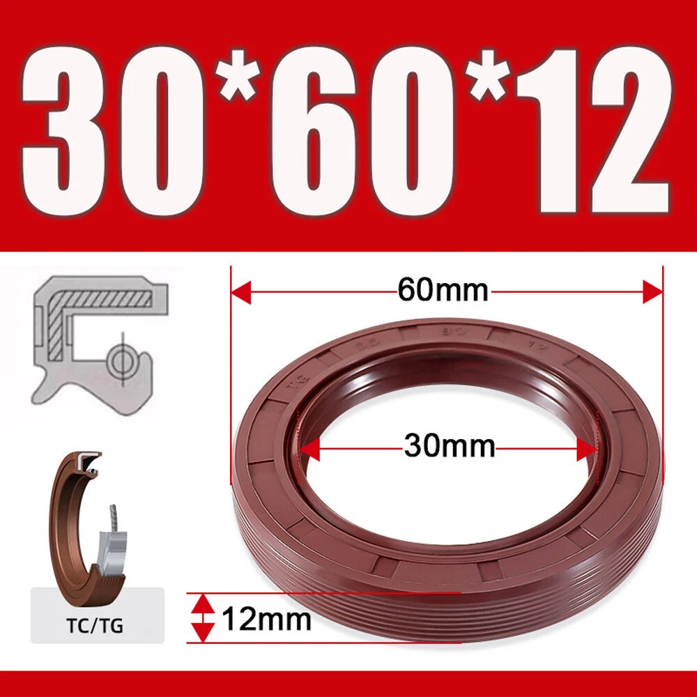 TC/TG Dual Lip FKM Oil Seal — Metric Rotary Shaft Sealing Ring, ID 25–50mm