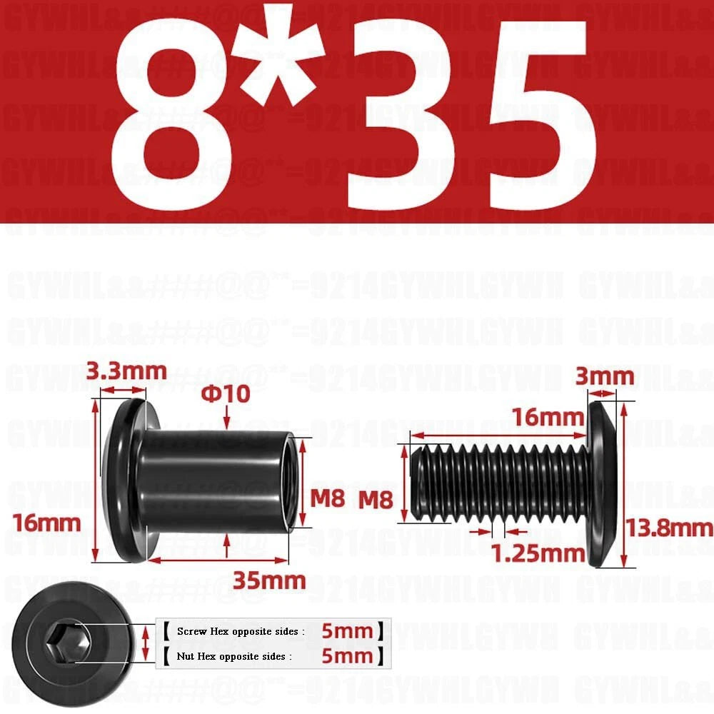 Metric Furniture Connector Bolts with End Cap Nuts — Stainless Steel M2 to M10