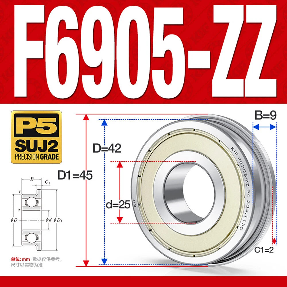 Mini Metal Shielded Flanged Ball Bearings - Model Complete Inner Diameter 2-50mm