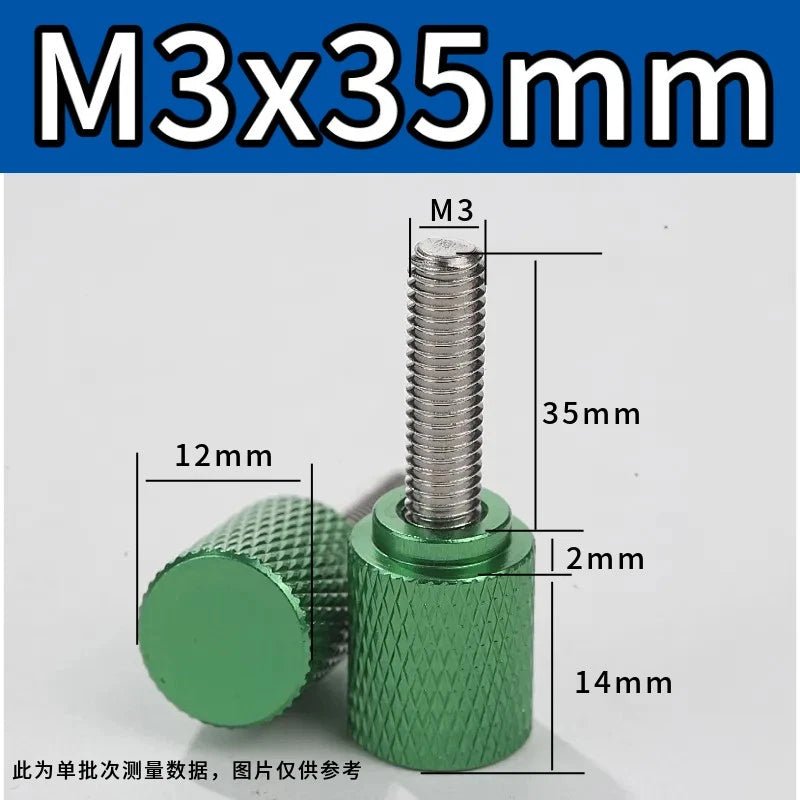 M3 Knurled Thumb Screws – Colored Anodized Aluminum, 6mm to 100mm, 10 Colors - HomeDIYer