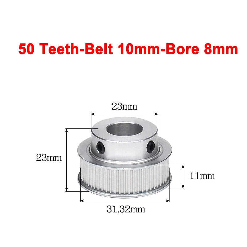 2GT Drive Pulley With Step 16 Tooth - 100 Tooth Bore 4mm - 25mm for 10mm Belt