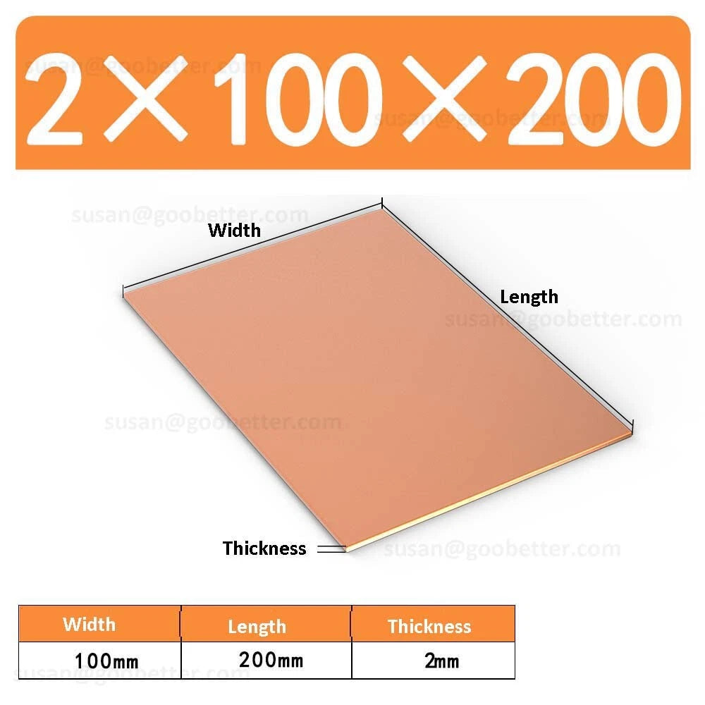 Natural Copper Sheet Metal guillotine cut - 0.3mm to 6.0mm - Multiple Sizes