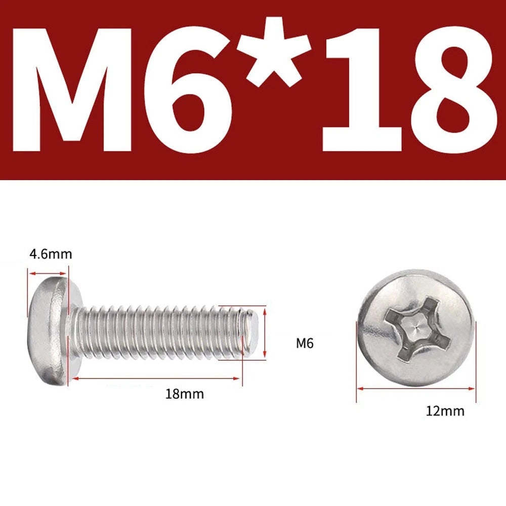 Phillips Pan Head Machine Screws — A4 Marine Grade Stainless Steel, DIN 7985 (M1.6–M10)