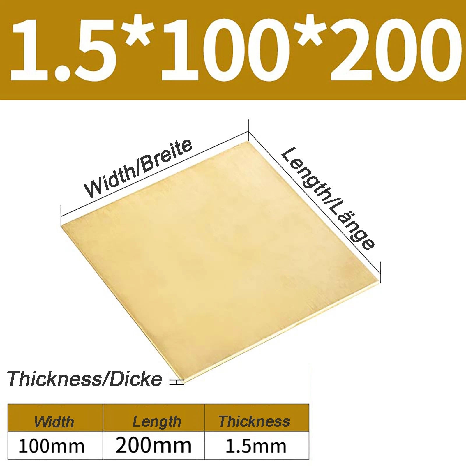 Natural Brass Sheet Metal guillotine cut - 0.3mm - 3.0mm - Multiple Sizes