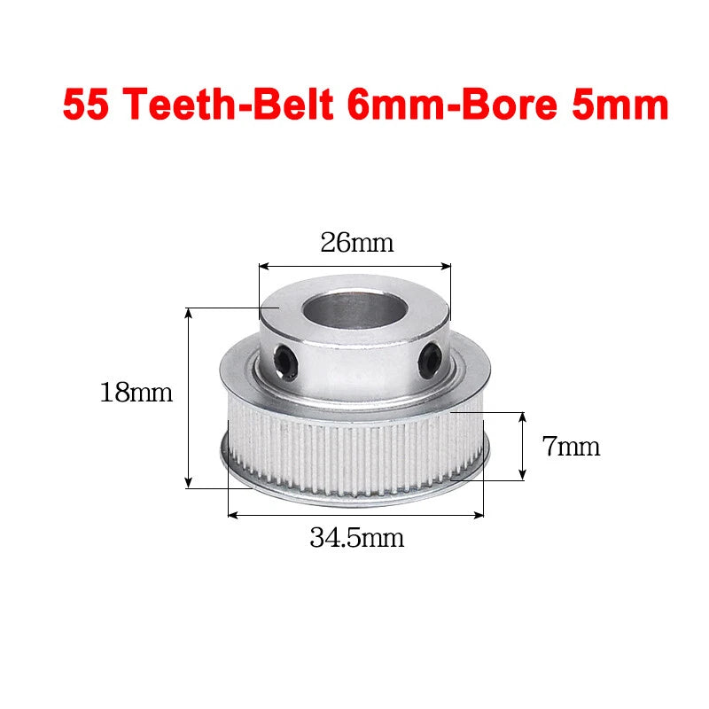 2GT Drive Pulley With Step 16 Tooth - 100 Tooth Bore 4mm - 25mm for 6mm Belt