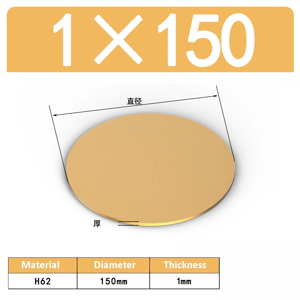 H62 Solids Brass Discs Blanks Metal Round Sheets OD 10mm-300mm Thick 0.3mm-4mm