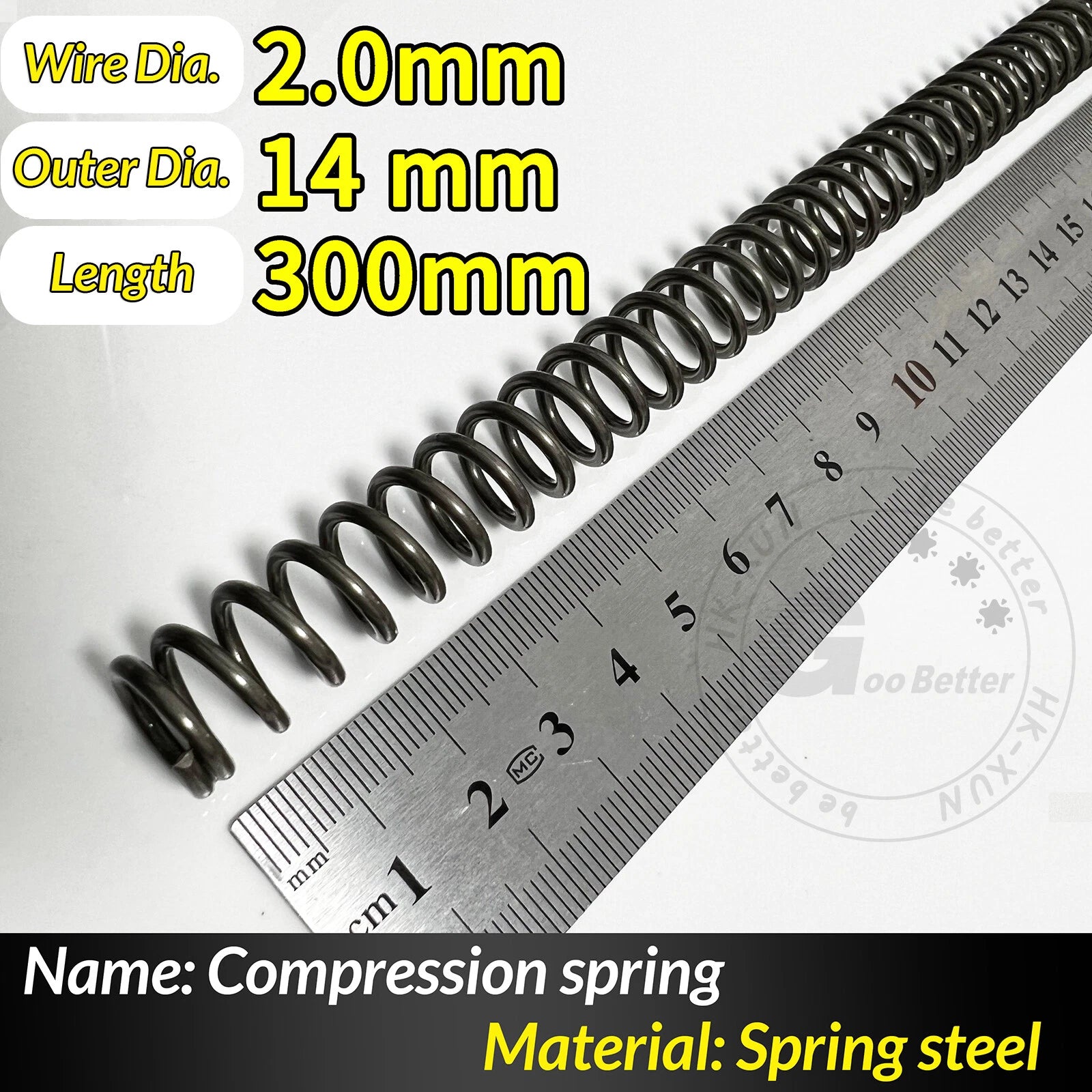 Compression Spring Pressure Springs, Wire Dia 2-3.5mm, OD 10-60mm, Length 300mm