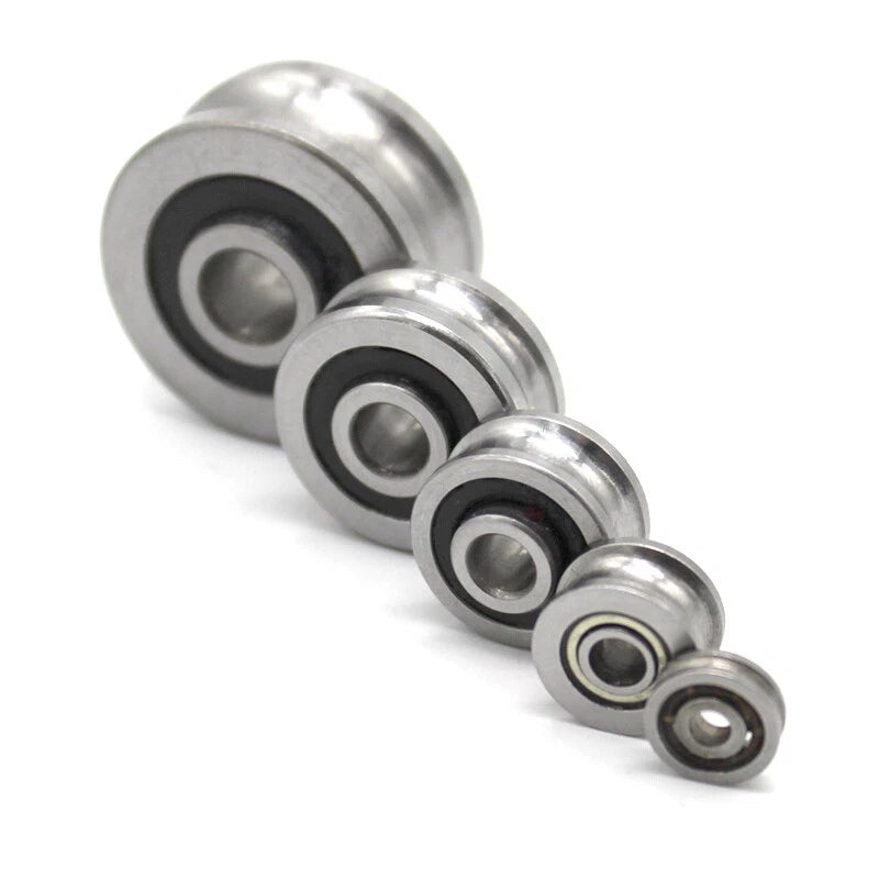 U/V Groove Metal Pulley Ball Bearings Wheel Steel Guide Roller Bore 3/4/5/6mm