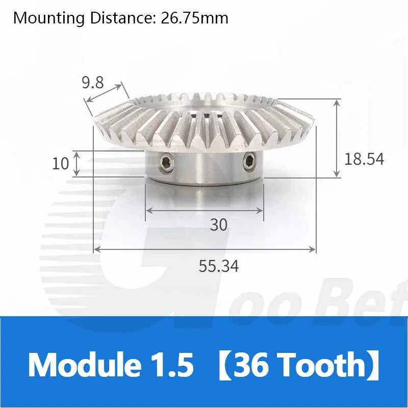 Bevel Gear Stainless Steel Module 1 1.5 Miter Gear 1:2 Pairing 18 20 36 40 Tooth