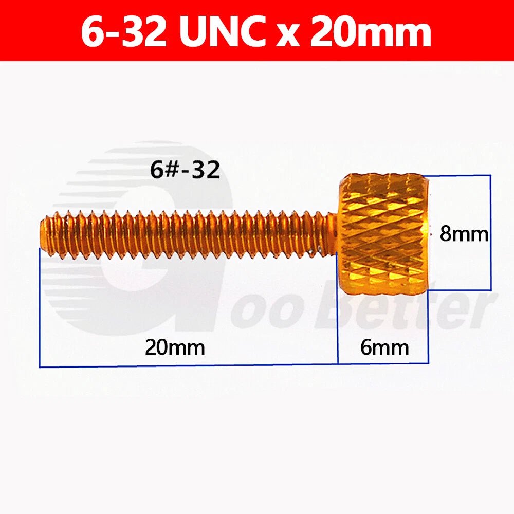 6 - 32 UNC Flat Knurled Thumb Screws — Anodized Aluminum, 10 Colors, 5.5mm to 20mm - HomeDIYer