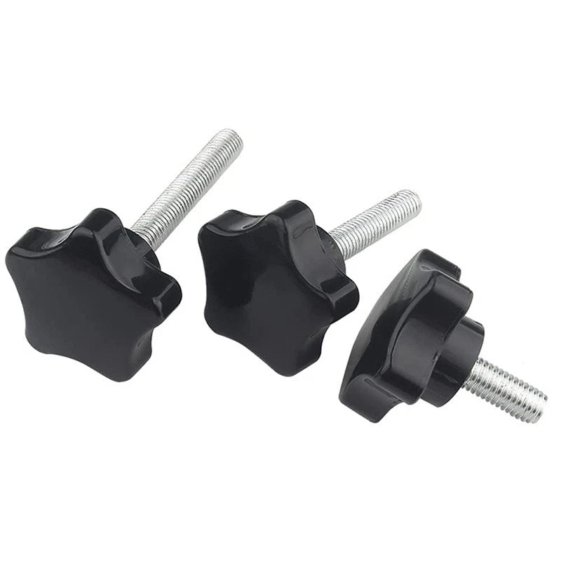 Thumb Screws M8 Hand Knob Bolts Plastic Five-Star Head Black Length 20-80mm