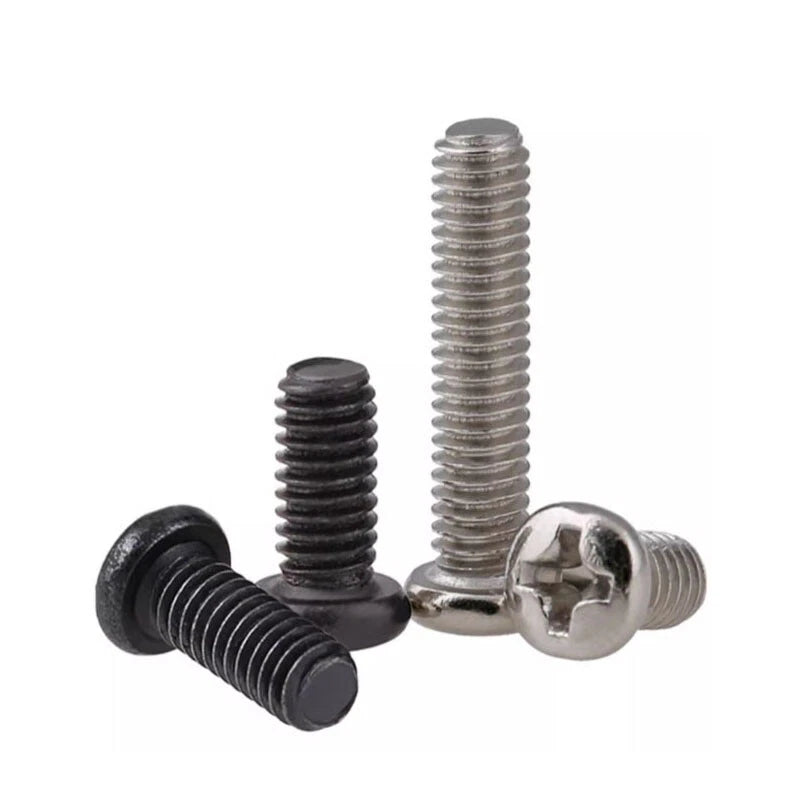 M1–M6 Phillips Round Pan Head Machine Screws – Carbon Steel, Nickel or Black Finish (2–50mm Lengths)