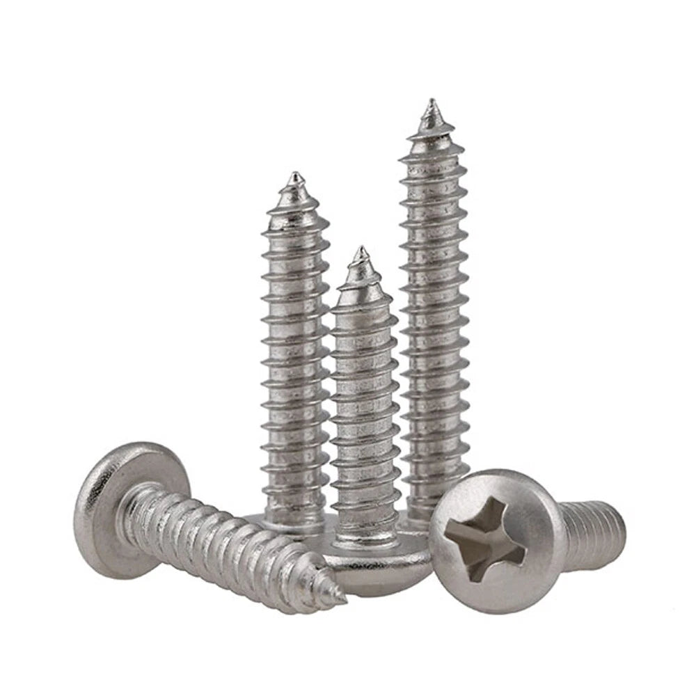 M1.2 M1.4 M1.7 M2 M2.2 M2.6 M3 M3.5 M4 M4.2 Pan Head Self Tapping Screws – 304 Stainless Steel