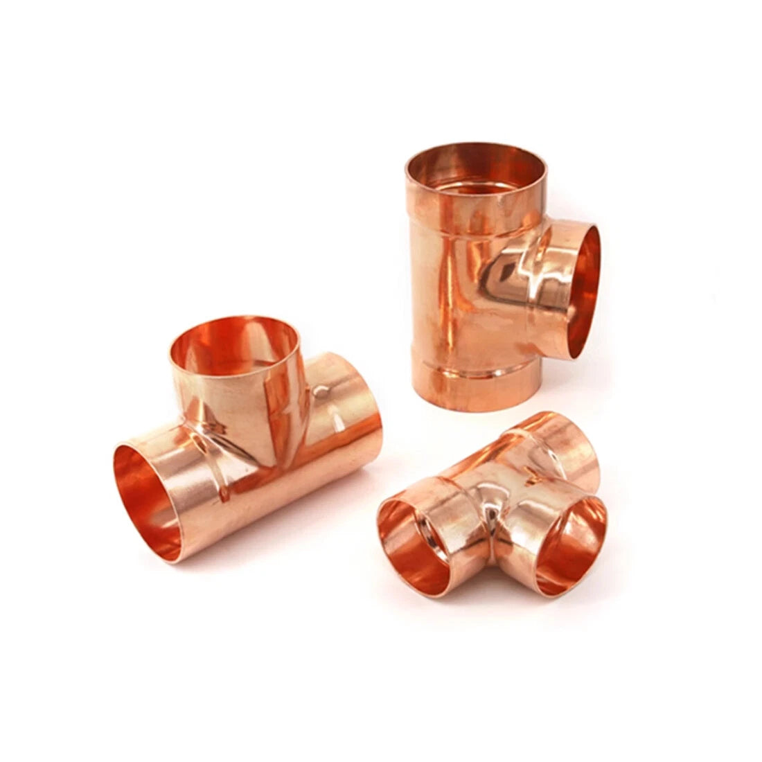Copper End Feed Equal Tee Fitting | 3-Way Pipe Connector Φ6mm–Φ133mm