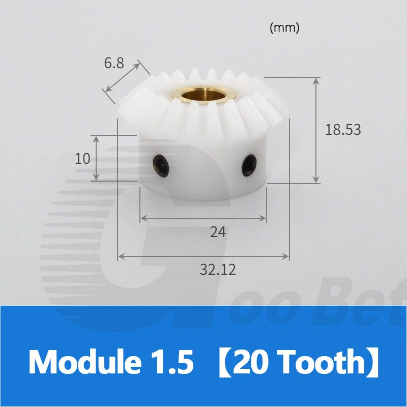 Bevel Gear Set POM Plastic 20/25/30 Tooth 90° 1:1 Pairing Mod 1-1.5 Miter Gear