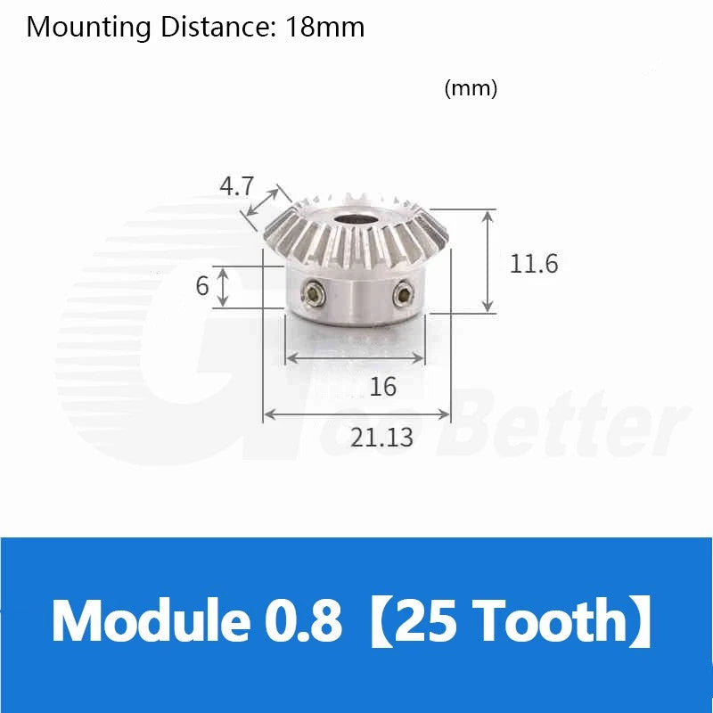 Bevel Gear Module 0.8 Stainless Steel 90° 1:1 Pairing 20 25 30 Tooth Miter Gear