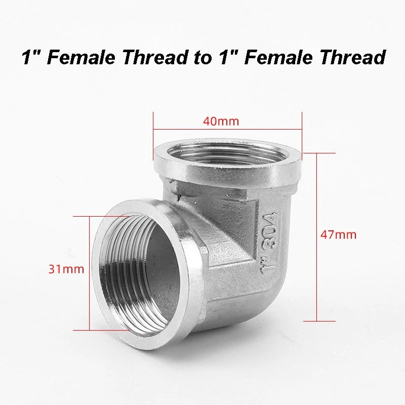 201 Stainless Steel 90° Elbow Pipe Fitting — BSP 1/2" 3/4" 1" Male Female Thread