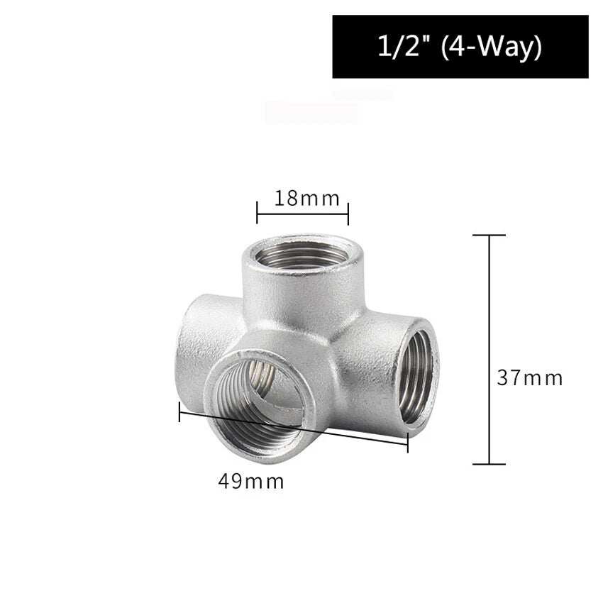 Stainless Steel BSP Female 3-Way & 4-Way Pipe Fitting Connectors