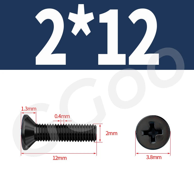 M2 Stainless Steel Black Phillips Flat Head Countersunk Machine Screws DIN 965