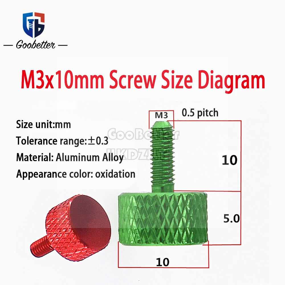Knurled Thumb Screws M3 Aluminum Alloy DIY Hand Tighten Grip Knob Bolts 5 - 16mm
