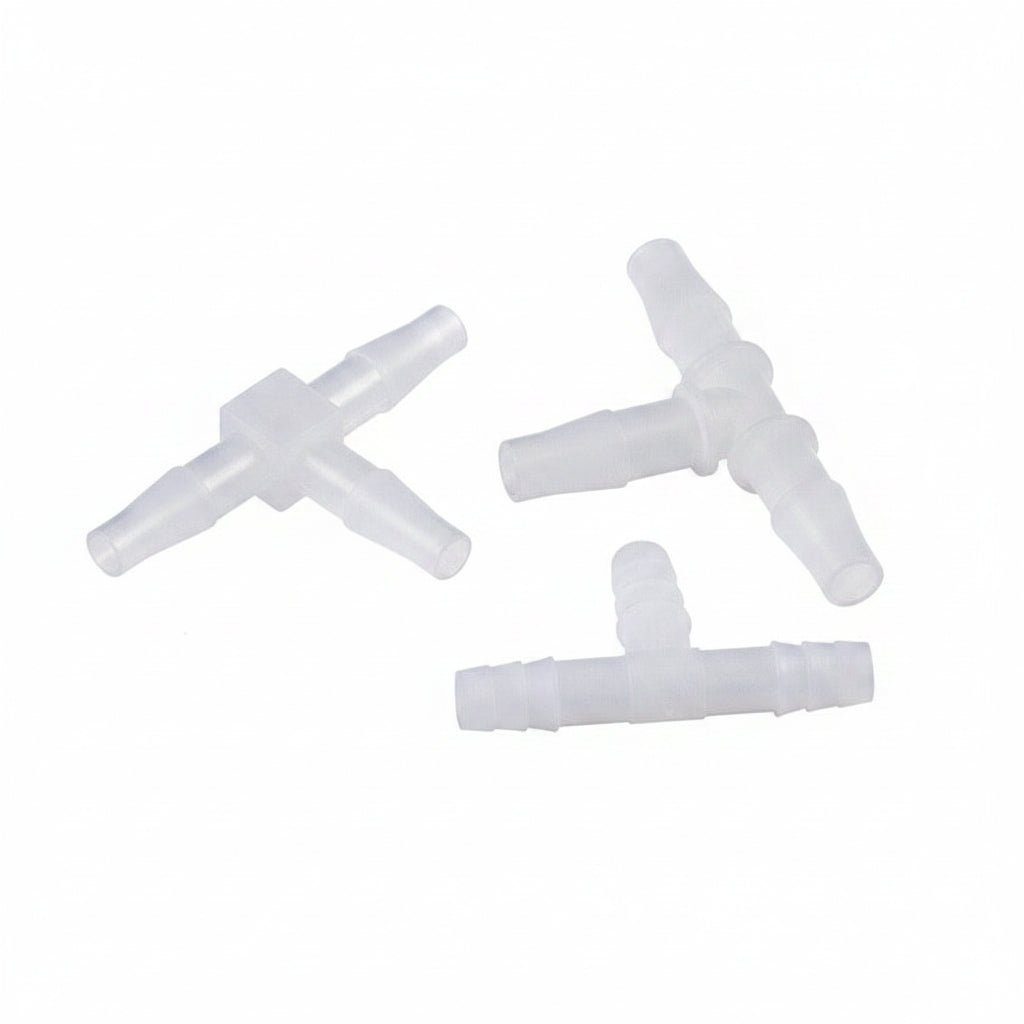 T-Type Barbed Hose Connector — Plastic Elbow Joiner for Air, Fuel & Water Lines