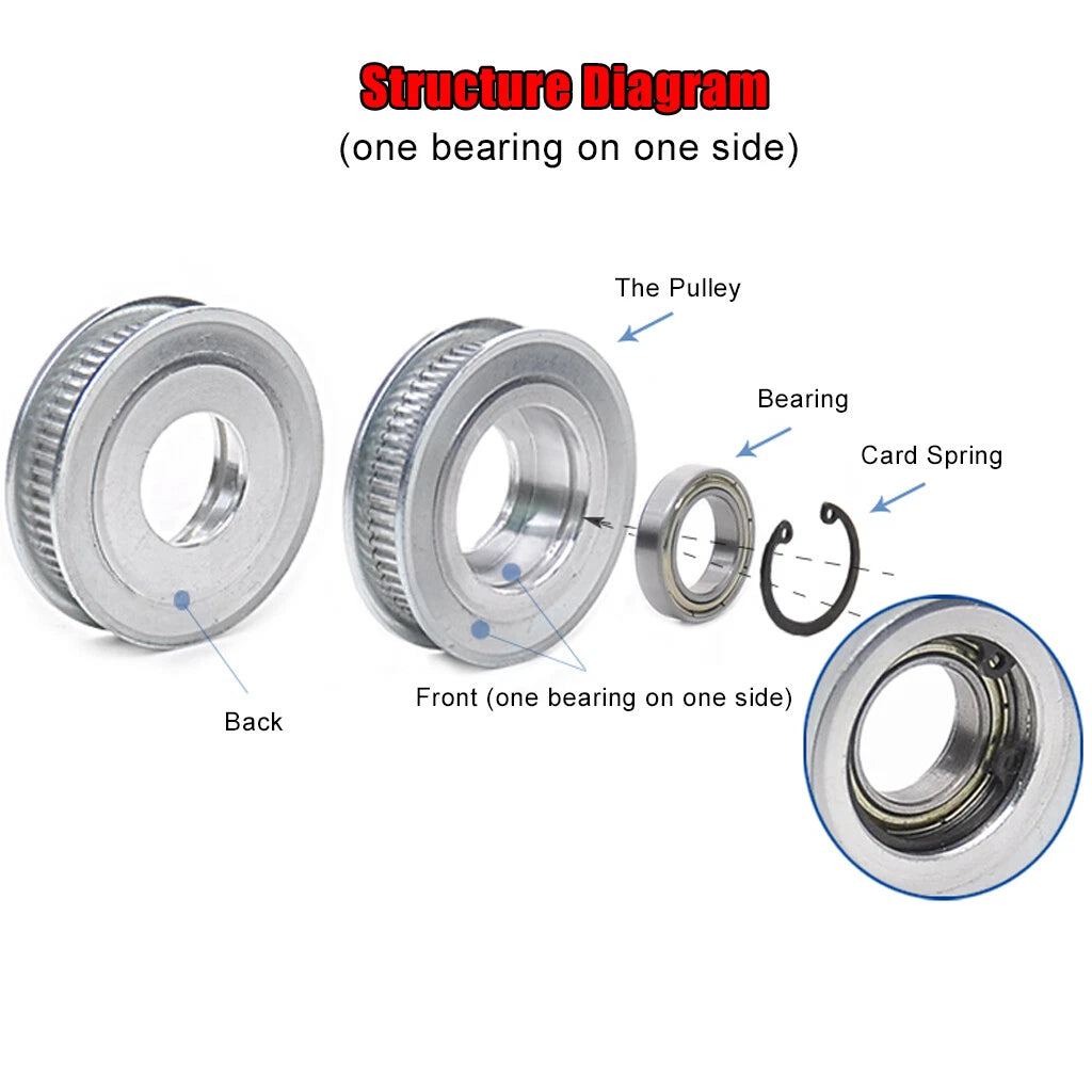 GT2 6 10mm Timing Belt Idler Pulleys 16-60 Teeth 3-15mm Bore For 3D Printer CNC