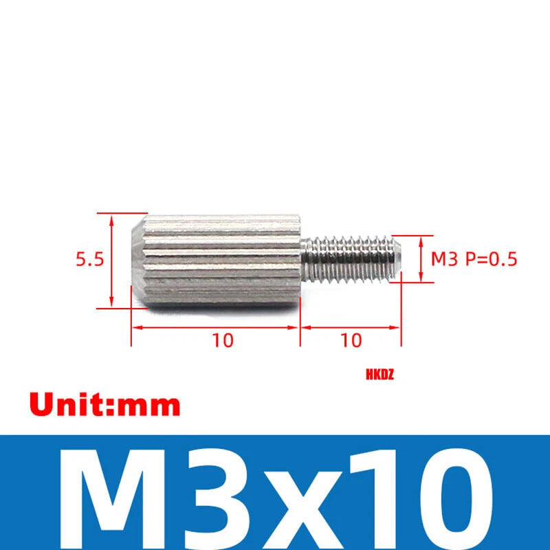 303 Stainless Steel Knurled Thumb Screws With Small Head M3/M4x6~16mm Hand Screw