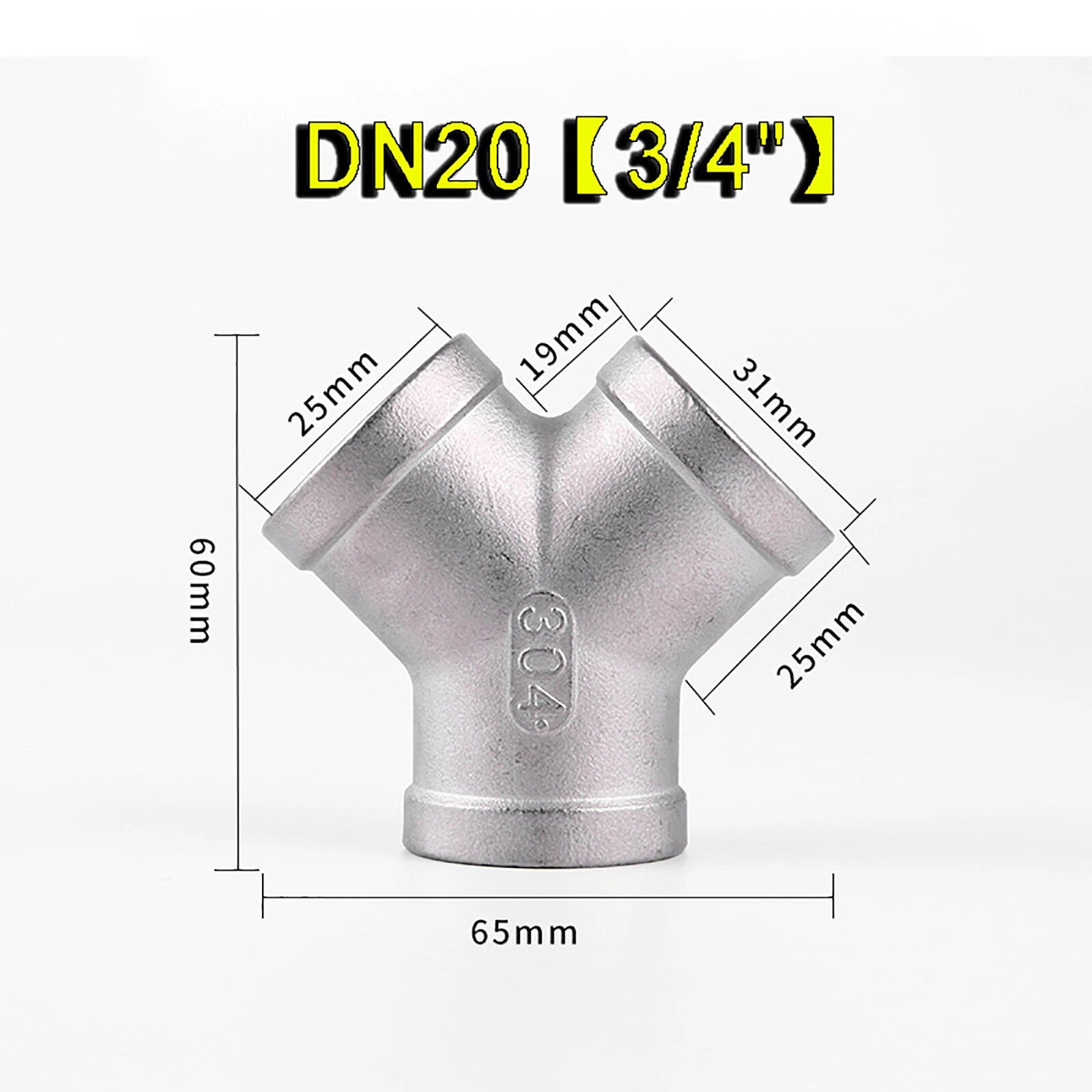 304 Stainless Steel Y-Piece Tee Pipe Fitting | BSP Thread | 1/4" to 2"