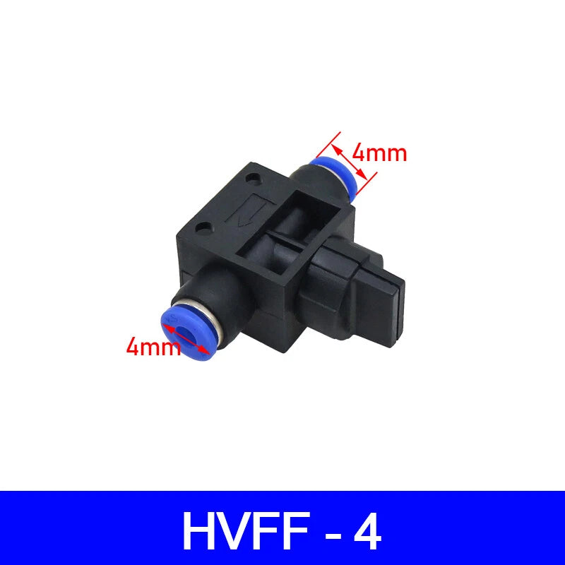 HVFF Pneumatic Hand Valve T-Joint 2-Way Push-In Hose Fitting