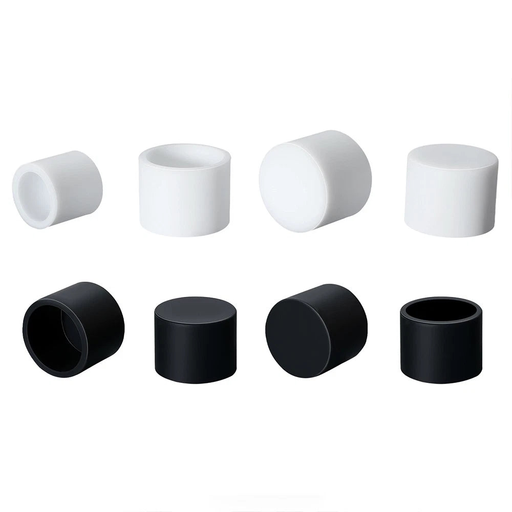 Silicone Rubber End Caps 3mm–80mm – Chair Leg & Tube Protectors, Black or White