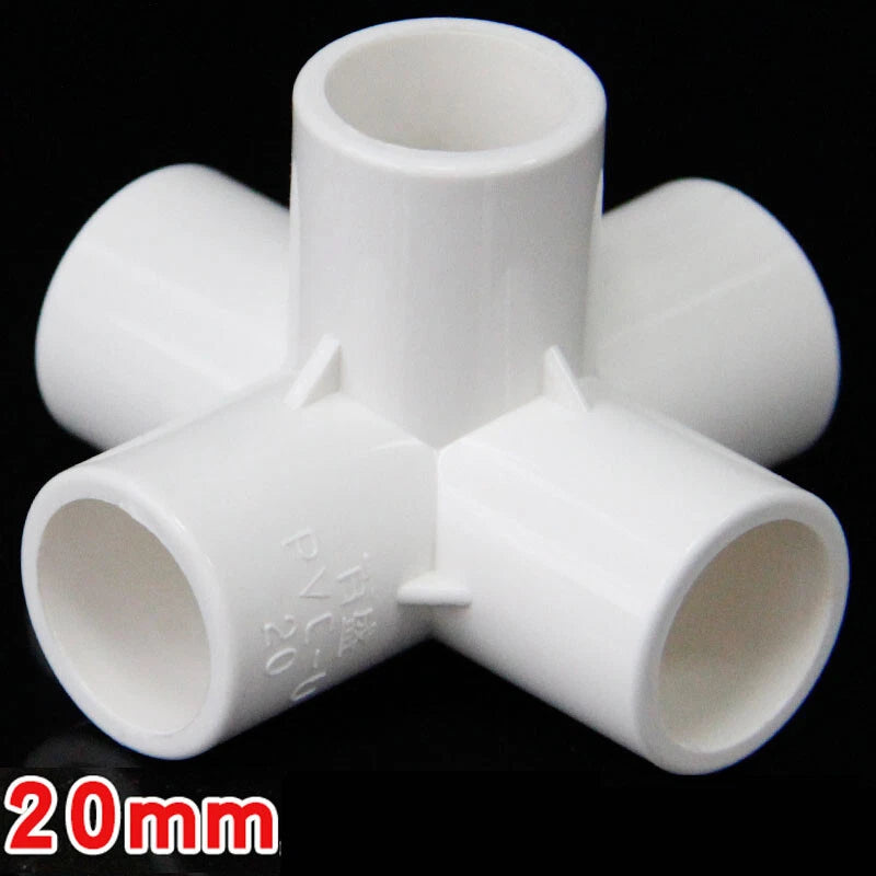 PVC 5-Way White Equal Connector Socket 20 25 32 40 50mm Pressure Pipe Fittings