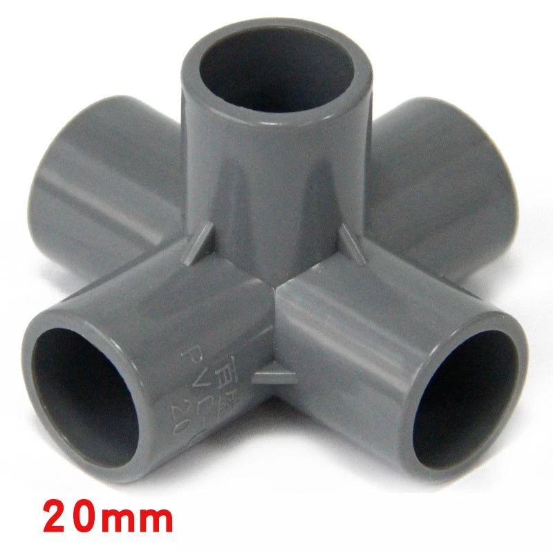 Grey PVC 5-Way Equal Connector Socket Pressure Pipe Fittings 20 25 32 40 50mm