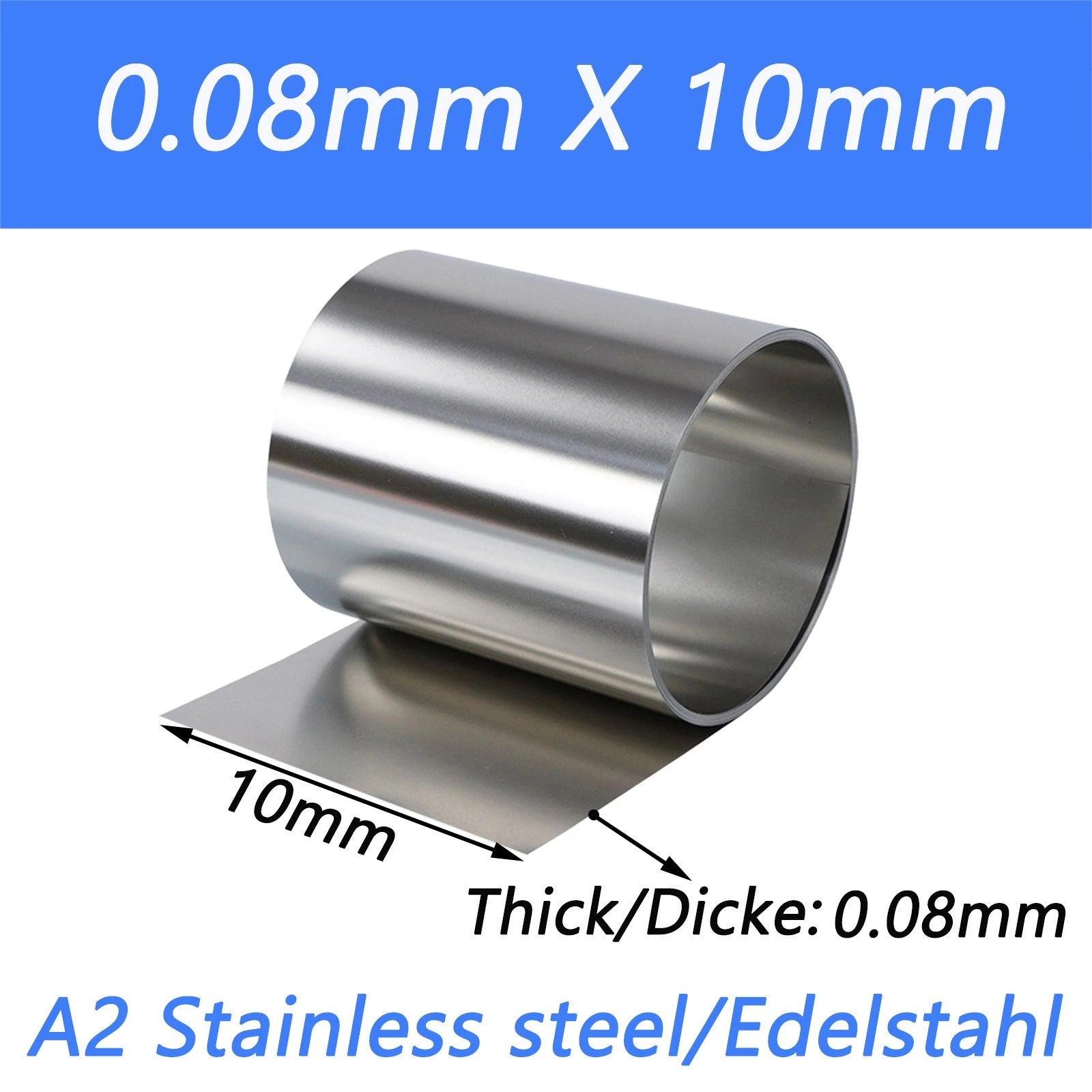 Stainless Steel 304 Thin Foil Strip Sheet | 0.01–1.0mm Thick, 10–400mm Wide