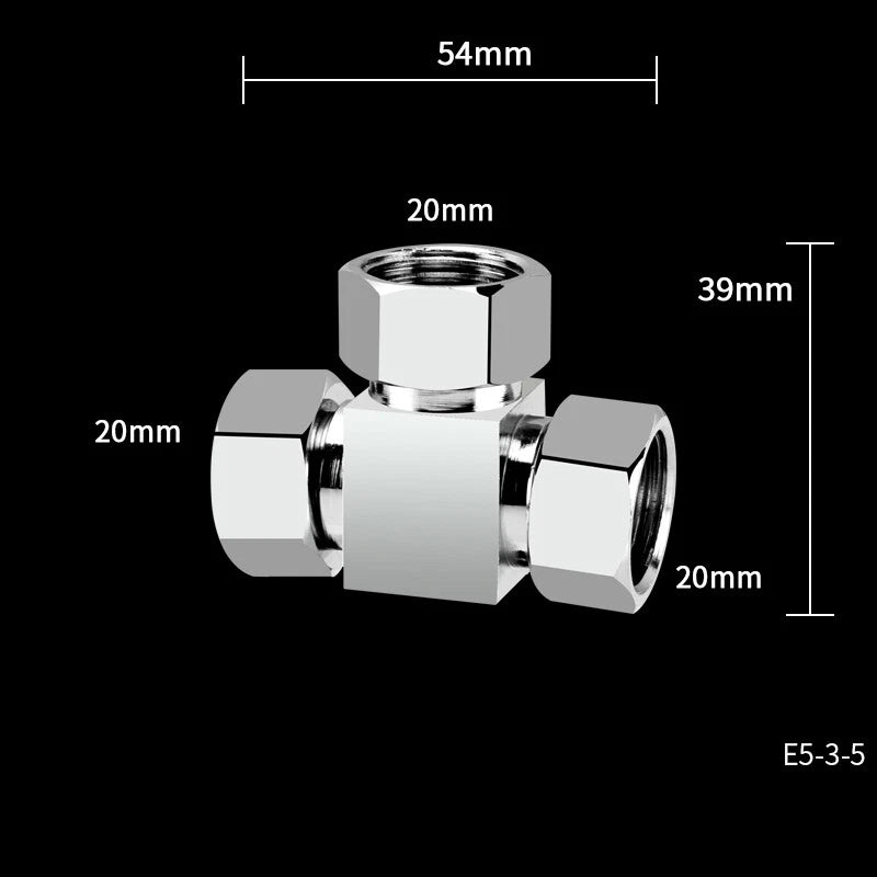 Copper Nickel Plated Diverter Valve Adapter Connector for Hose & Bath Shower