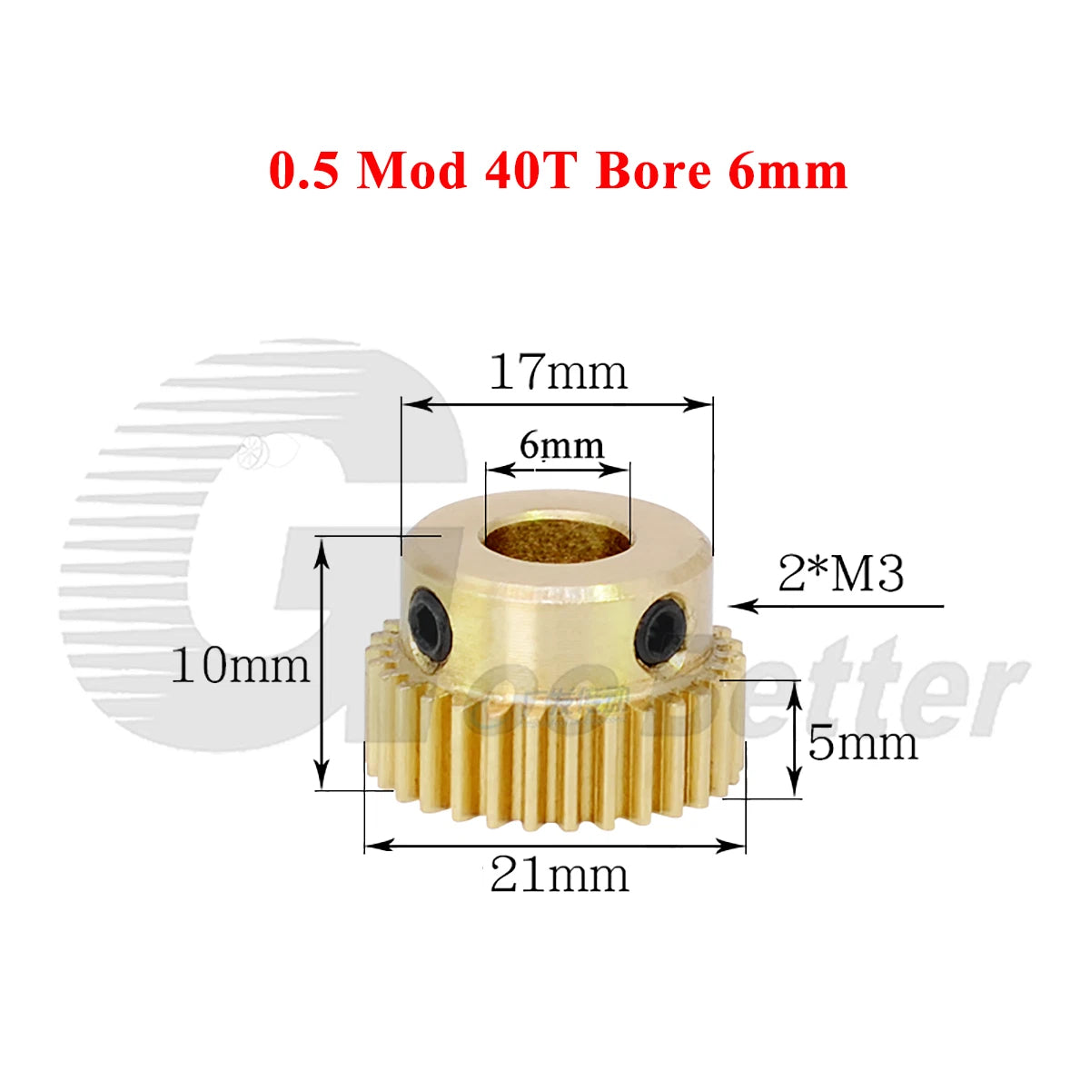 0.5 Mod Brass Spur Gear 40 Teeth Bore 4~12mm Motor Gear Transmission Pinion Gear