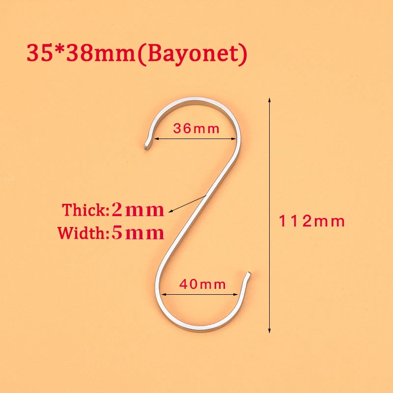 S Flat Hooks 304 Stainless Steel Bedroom/Kitchen/Bathroom/Living Room/Garden