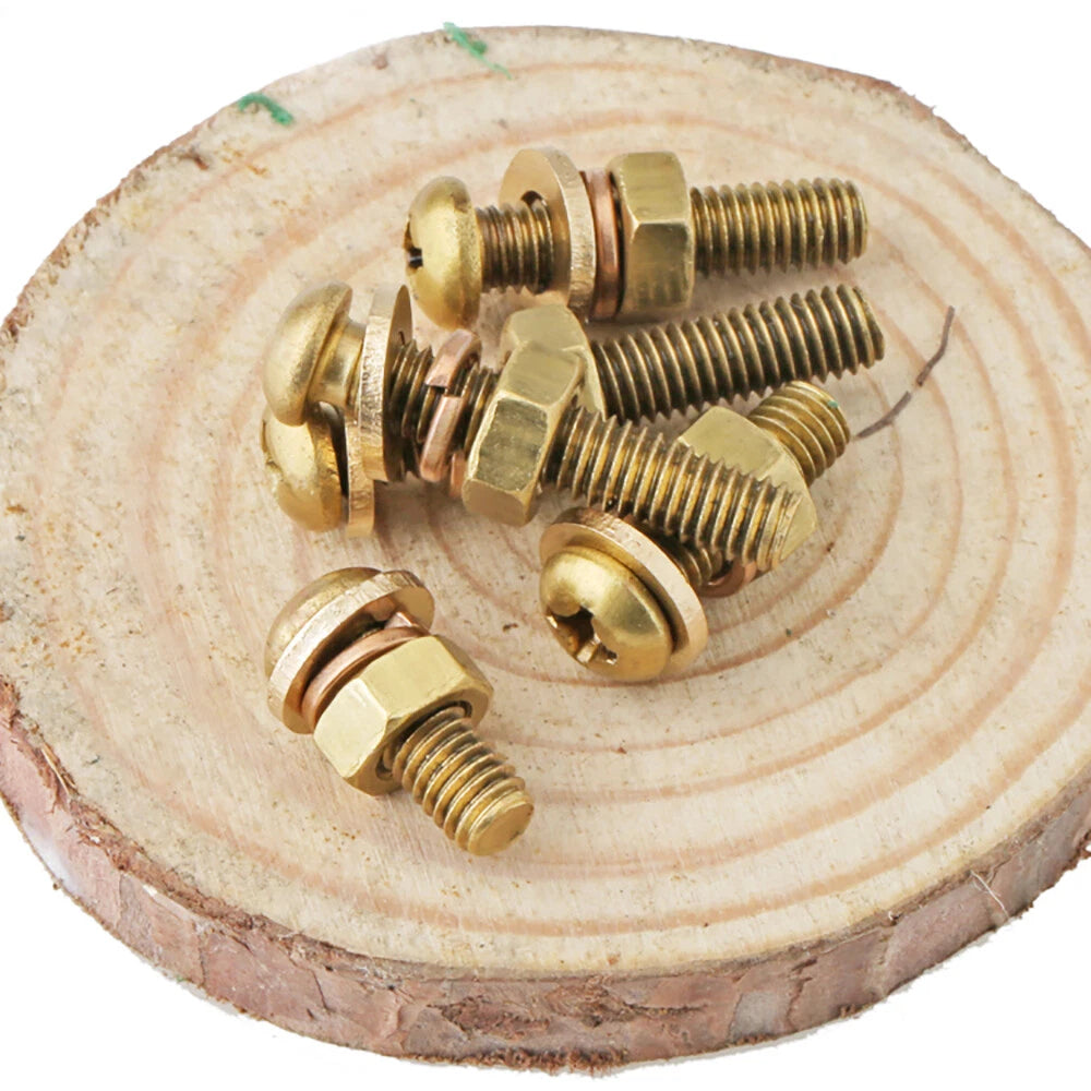 Brass Pan Head Phillips Machine Screws with Nuts & Washers M3 M4 M5 M6 M8 — 4mm to 60mm, Packs of 1–50