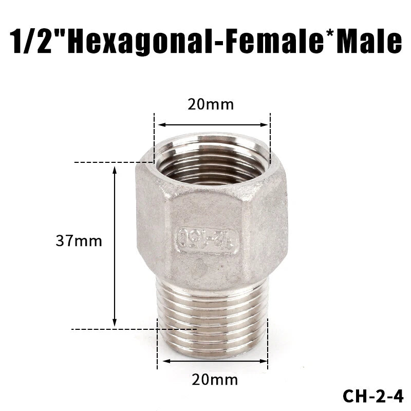 304 Stainless Steel BSP Male Female Straight Pipe Fitting 1/4" to 2"