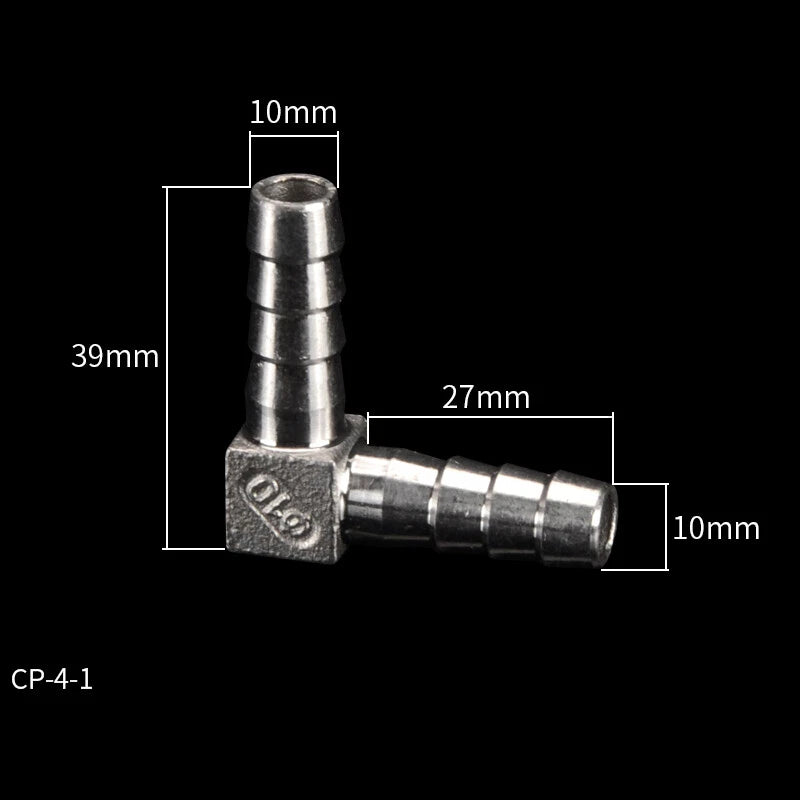 90° Elbow Barbed Tail Hose Connector Pipe Fitting Joiner 8-40mm Stainless Steel