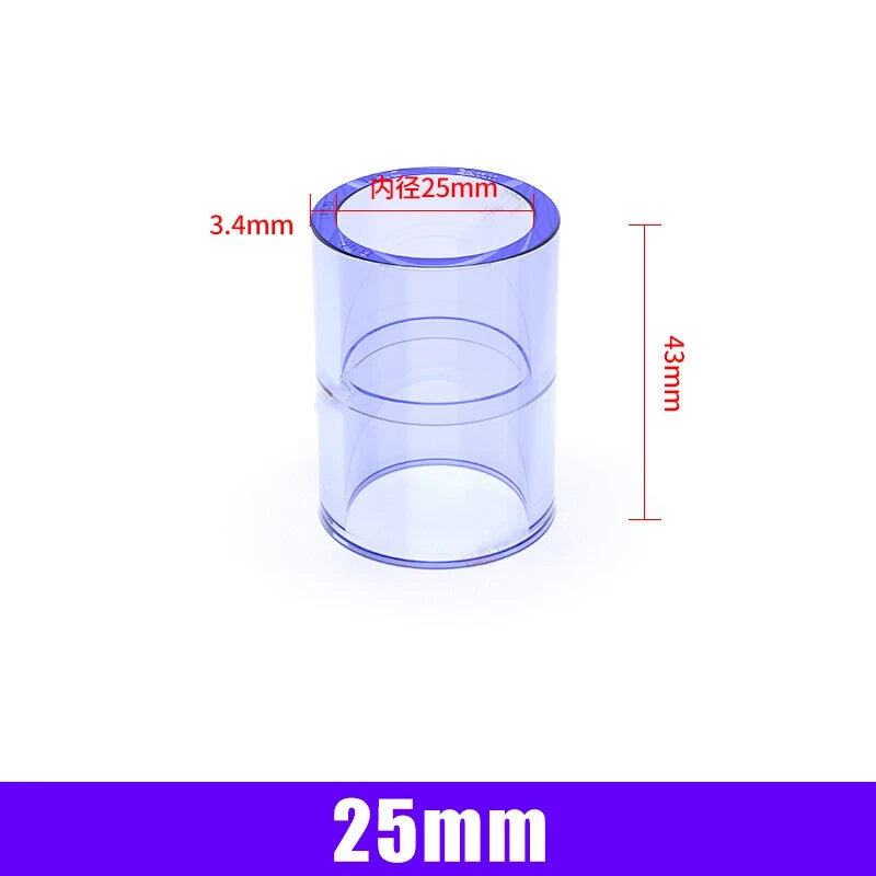 Clear PVC Straight Pipe Coupling — Socket Fitting 20mm to 110mm